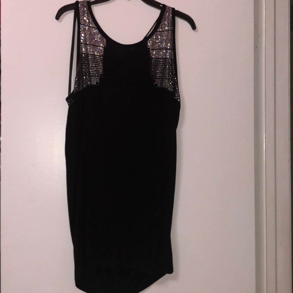 Bebe Oversized Jeweled Open Back Top